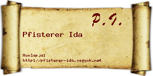 Pfisterer Ida névjegykártya